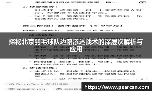 探秘北京羽毛球队边路渗透战术的深层次解析与应用