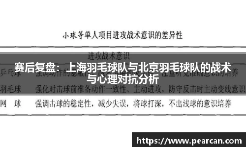 赛后复盘：上海羽毛球队与北京羽毛球队的战术与心理对抗分析